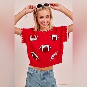 BiBi Gameday Sequin Football Embroidered Stitch Sweater 10010043780